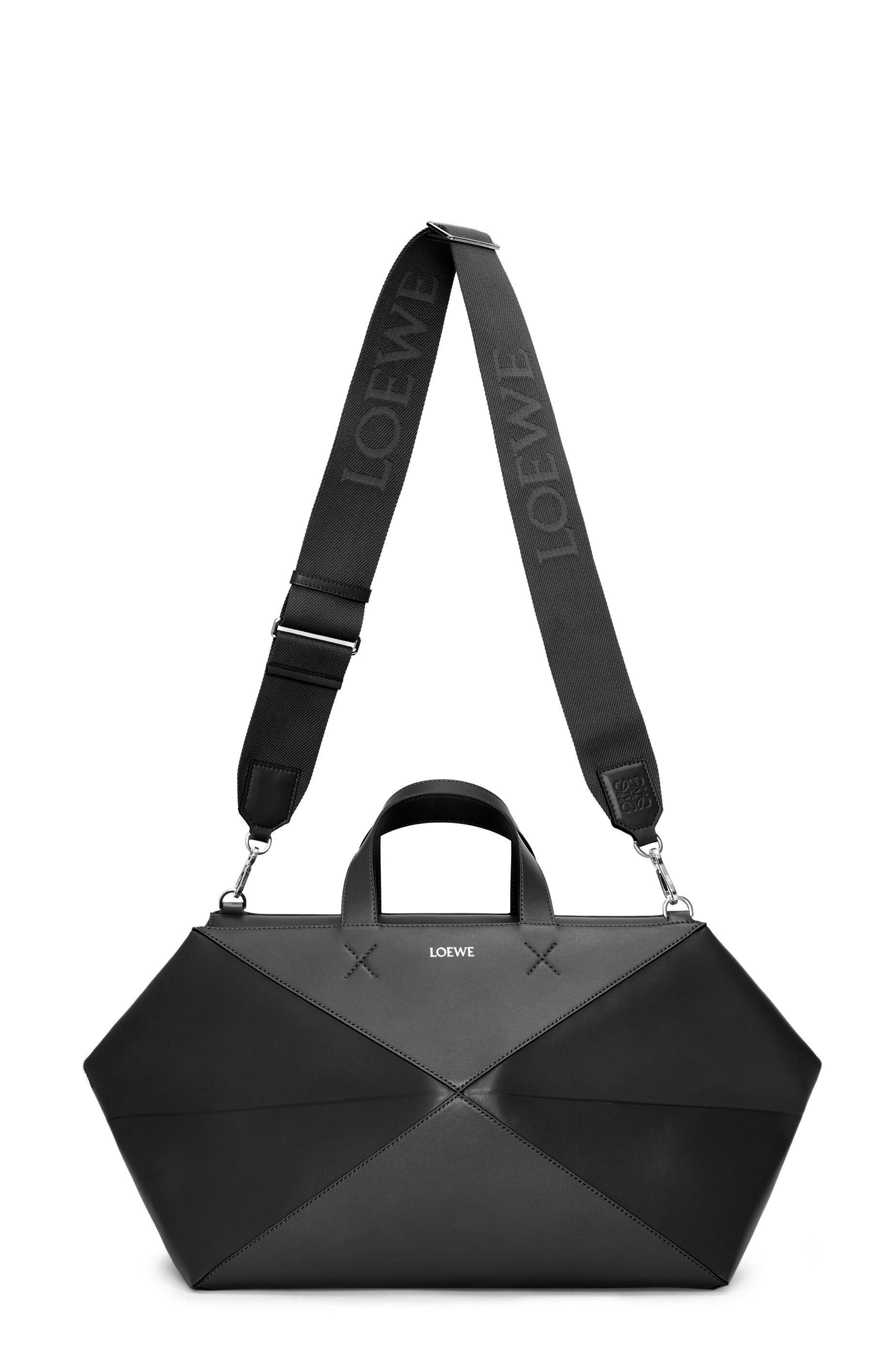 Medium Puzzle Fold duffle in shiny calfskin